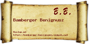 Bamberger Benignusz névjegykártya